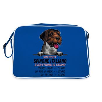 Ohne Spinone Italiano ist alles doof - Retro Tasche - Blau/Weiß - Hinten