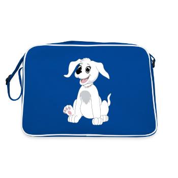 Chien assis - blanc - Sac Retro - bleu/blanc - Dos