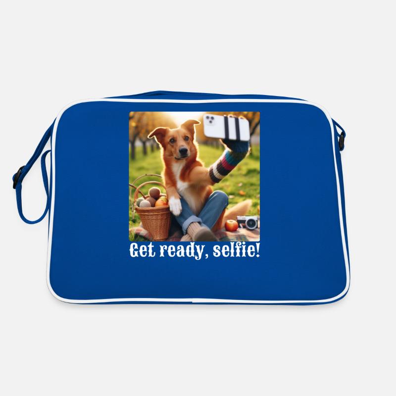 Mach dich bereit, Selfie-5 - Retro Tasche - Blau/Weiß