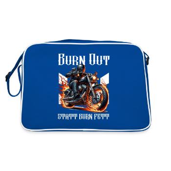 Burn out instead of burn fat motorcycle biker - Retro Bag - blue/white - Back