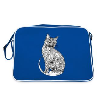 Lignes art chat #cat - Sac Retro - bleu/blanc - Dos