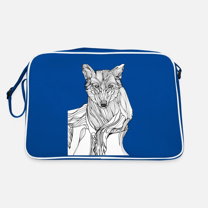 Lines art wolf #wolf Retro Bag