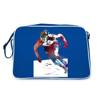 Speed skating sport art #skating - Retro Bag - blue/white - Back