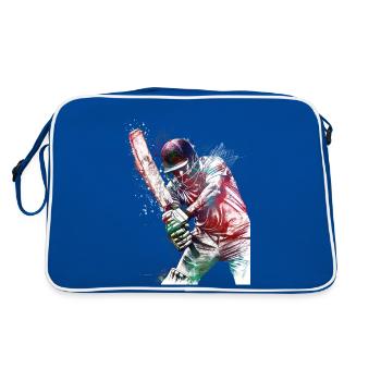 Cricket-Sportkunst #cricket - Retro Tasche - Blau/Weiß - Hinten