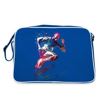 Runner sport art #runner #sport #jogging - Retro Bag - blue/white - Back