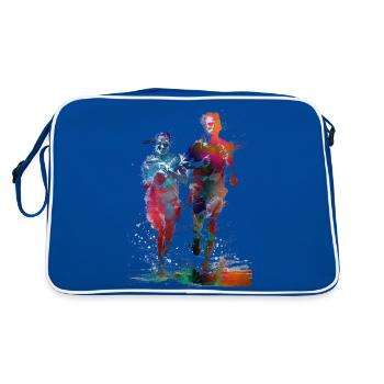 Runners sport art #runner #sport #jogging - Retro Bag - blue/white - Back