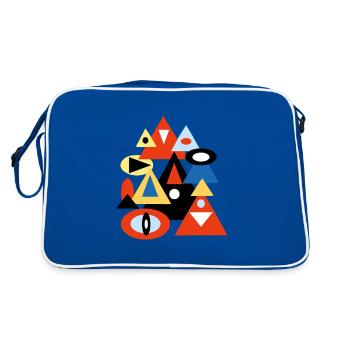 Conception géométrique abstraite pyramidale - Sac Retro - bleu/blanc - Dos