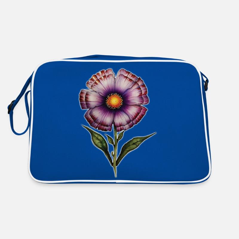 Blume, Garten, Natur - Retro Tasche - Blau/Weiß