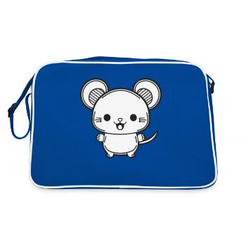 Kawaii Cute Happy Mouse - Retro Bag - blue/white - Back