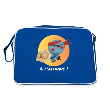 Pirate turtle, on the attack! - Retro Bag - blue/white - Back