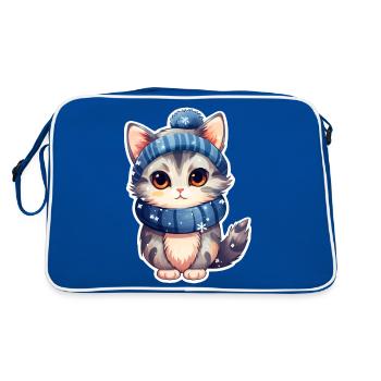 Schneekätzchen - Retro Tasche - Blau/Weiß - Hinten