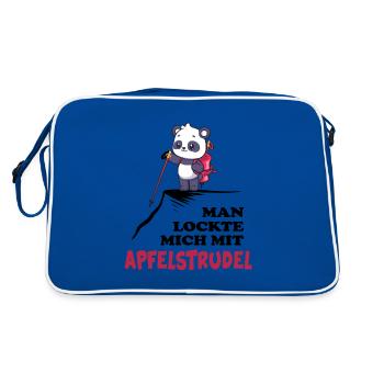 Bergwandern alpin Berghütte Apfelstrudel Brotzeit - Retro Tasche - Blau/Weiß - Hinten