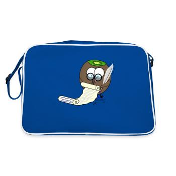 Beaked fruit taking notes, very dignified - Retro Bag - blue/white - Back