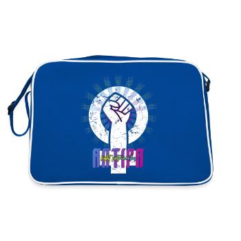 Anti-Patriarchat-Shirtdesign für Feministen - Retro Tasche - Blau/Weiß - Hinten