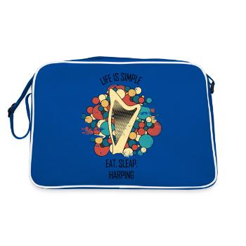 Harp Gift Musical Instrument Musician Plucking - Retro Bag - blue/white - Back