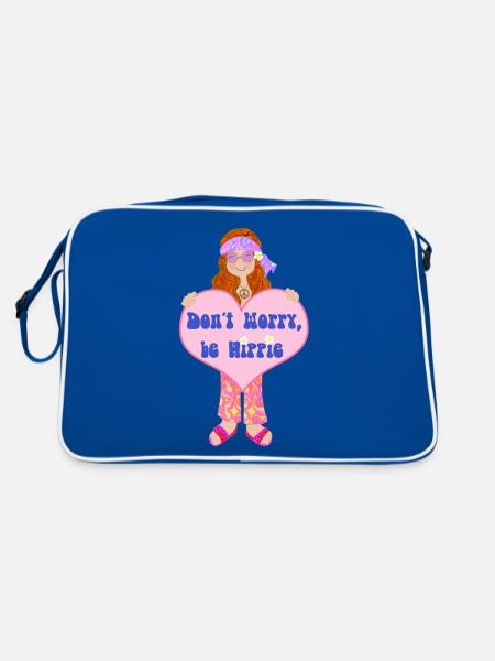 GIRL HIPPIE Din A1 - Retro Bag - blue/white - Back