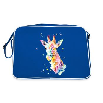 Colorful Watercolor Giraffe - Retro Bag - blue/white - Back