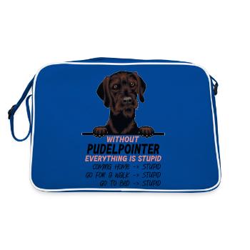 Ohne Pudelpointer ist alles doof - Retro Tasche - Blau/Weiß - Hinten