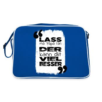 bday geek zusammenhalt 4t57369 humor elternschaft - Retro Tasche - Blau/Weiß - Hinten
