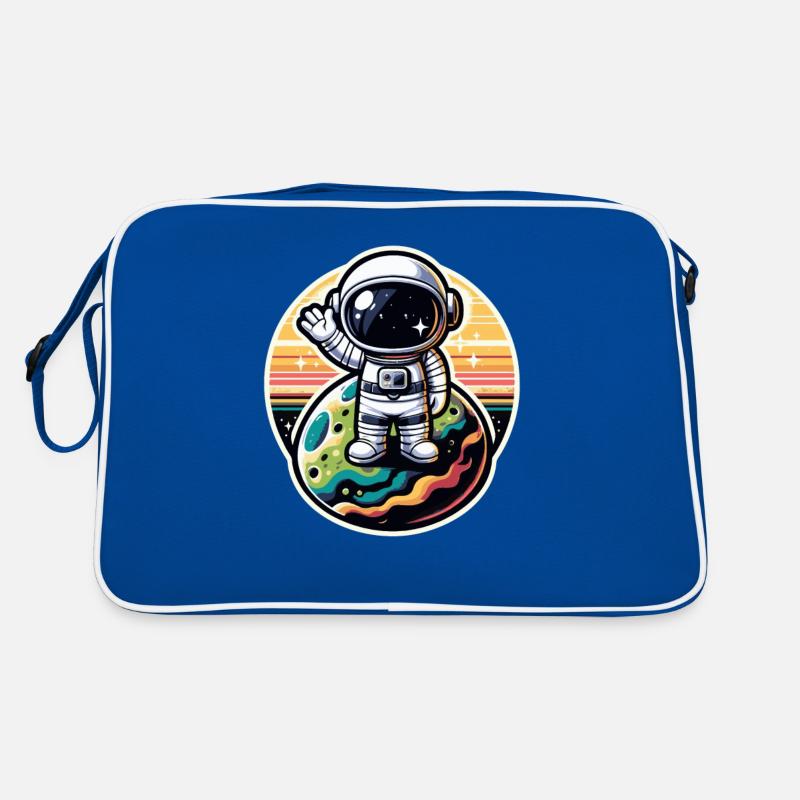 Kleiner Astronaut - Retro Tasche - Blau/Weiß