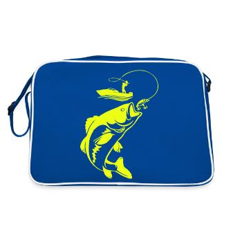 poisson, poisson, pêche, lac, mer, pêche, faune, exotique - Sac Retro - bleu/blanc - Dos