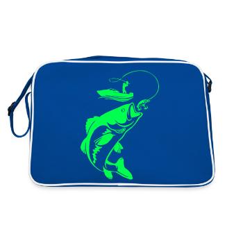 poisson, poisson, pêche, lac, mer, pêche, faune, exotique - Sac Retro - bleu/blanc - Dos