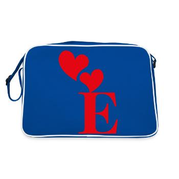 Letter e red heart - Retro Bag - blue/white - Back