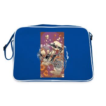 Schwalbe (Outline) // Illustration - Retro Tasche - Blau/Weiß - Hinten