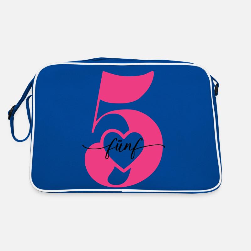 Digit Five 5 with Heart Retro Bag