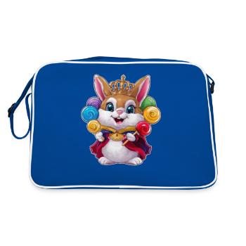 Kawaii Hase mit Krone und Lutschern - Retro Tasche - Blau/Weiß - Hinten