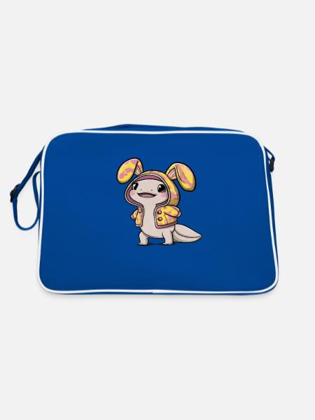 Colorful Axolotl with Bunnies Outfit - Retro Bag - blue/white - Back