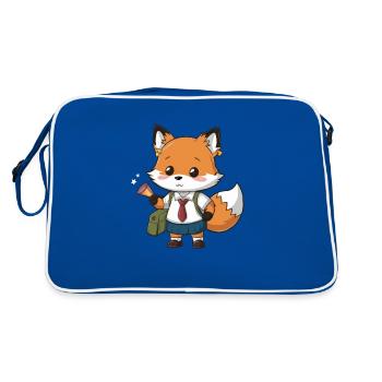 Kawaii fox with traditional school uniform - Retro Bag - blue/white - Back