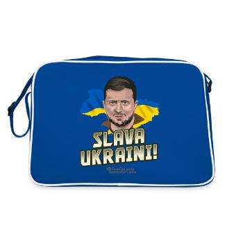 Portrait de Zelensky et slogan Gloire de l’Ukraine - Sac Retro - bleu/blanc - Dos
