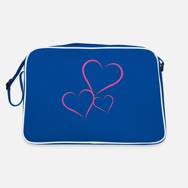 3 Herzen ,3 Hearts - Retro Tasche - Blau/Weiß