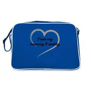 Ich liebe meine Mama & Papa - Retro Tasche - Blau/Weiß - Hinten