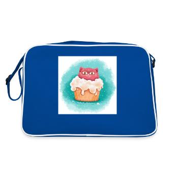 Katze eiscreme - Retro Tasche - Blau/Weiß - Hinten