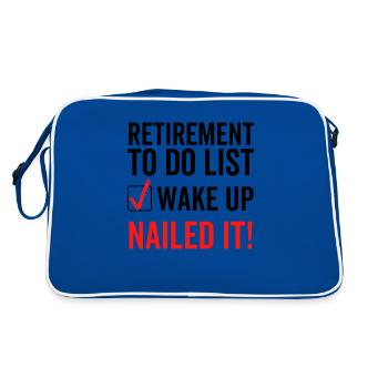 Ruhestand To-Do-Liste Wake Up Nailed It - Retro Tasche - Blau/Weiß - Hinten
