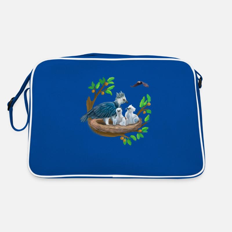 Harpy with small ones in the nest and eagle - Retro Bag - blue/white