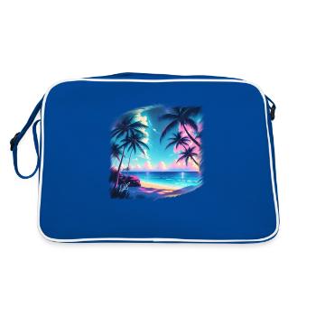 Zeit am Strand - Retro Tasche - Blau/Weiß - Hinten