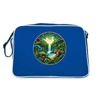 Wasserfall im Regenwald - Retro Tasche - Blau/Weiß - Hinten
