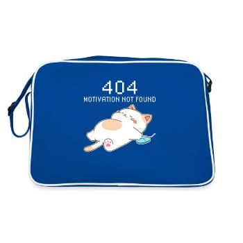 404 Motivation nicht gefunden – Schlafende Kawaii-Katze - Retro Tasche - Blau/Weiß - Hinten