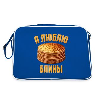 I love blini russian pancakes russia - Retro Bag - blue/white - Back