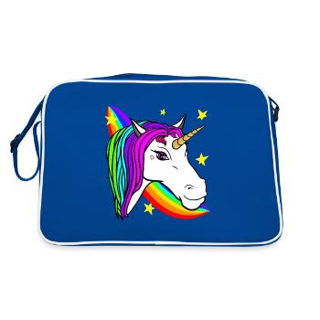 Unicorn and rainbow - Retro Bag - blue/white - Back