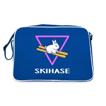 skifahrer alpin ski skihase hüttengaudi - Retro Tasche - Blau/Weiß - Hinten