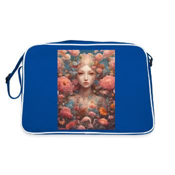 Jeune femme en fleurs - Sac Retro - bleu/blanc - Dos