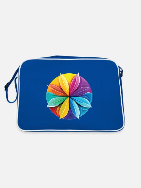 Fleur de Lotus - Méditation - Yoga - Zen - Sac Retro - bleu/blanc - Dos