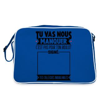 Départ Collègue De Travail Personnalisé Signé - Sac Retro - bleu/blanc - Dos