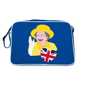 La reine britannique Elizabeth II avec Union Jack - Sac Retro - bleu/blanc - Dos