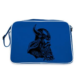 Wikinger Helm Krieger Viking - Retro Tasche - Blau/Weiß - Hinten