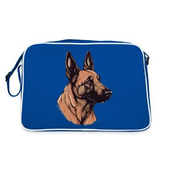 Belgian Malinois - Retro Tasche - Blau/Weiß - Hinten